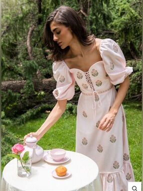 Mitra Maxi Dress - Pink & Pink by Rosewater House XS NWT